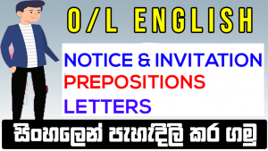 GCE O/L English Notice,Invitation PDF